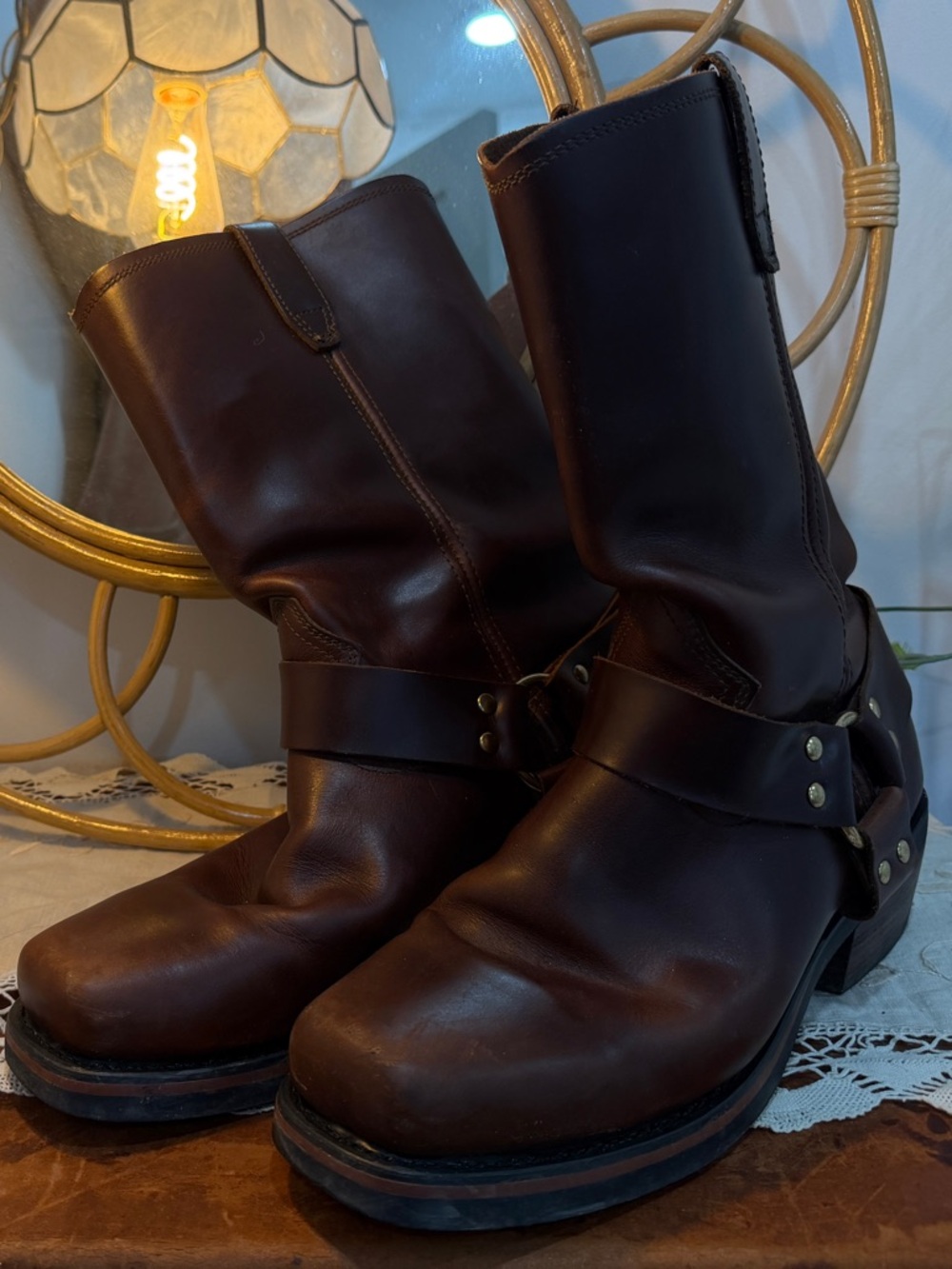 Dingo Australia Brown Leather Biker Western Boots - Picture 3 of 7